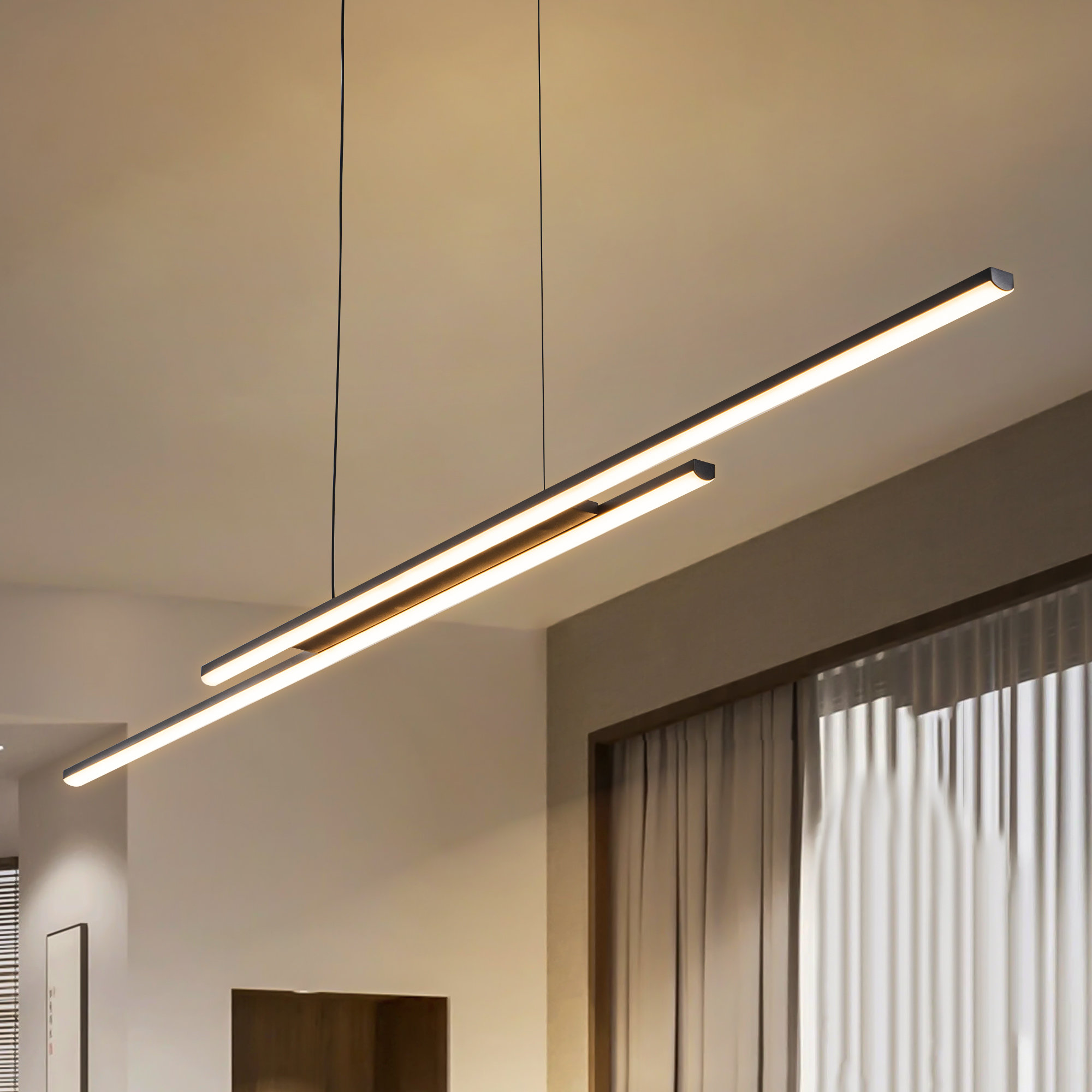 Mercer41 Burcker Dimmable LED Linear Kitchen Island Pendant Light